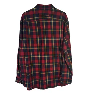 Photo of Duluth Trading Co Flannel Shirt Mens L Relaxed Fit Red Plaid Long Sleeve Button