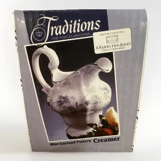 Photo of Johann Haviland Blue Garland Porcelain Creamer Pitcher Bavaria Germany Vintage