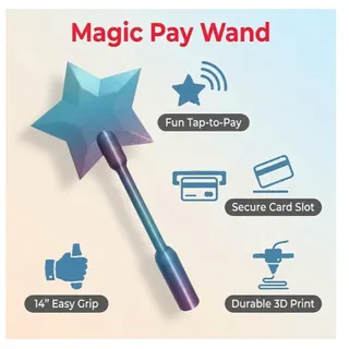 Photo of Magic Pay Wand Contactless Payment Wand Credit Card Holder 14in Handle Rainbow