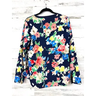 Photo of Lauren Ralph Lauren Womens M Blue Floral Split Neck Tunic Blouse Top NEW