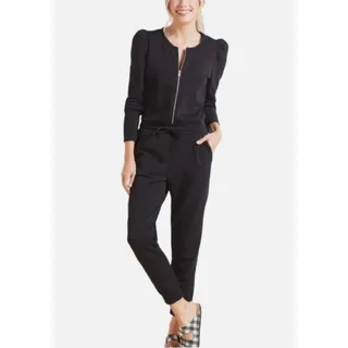 Photo of Chaser Womens L Black Puff Sleeve Jogger Sweatsuit Jumpsuit NWT Chic