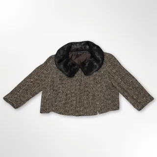 Photo of Relativity Brown Tweed Cropped Jacket - Petite Size 16P