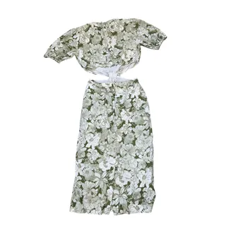 Photo of J. Crew Cutout Dress Liberty Linear Floral Fabric Canteen Green