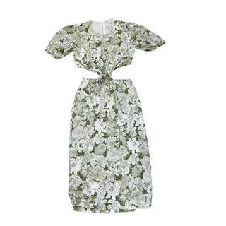 Photo of J. Crew Cutout Dress Liberty Linear Floral Fabric Canteen Green