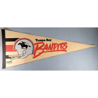 Photo of Vintage Tampa Bay Bandits USFL Pennant Football Banner 1982 Original Rare