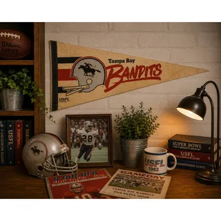 Photo of Vintage Tampa Bay Bandits USFL Pennant Football Banner 1982 Original Rare