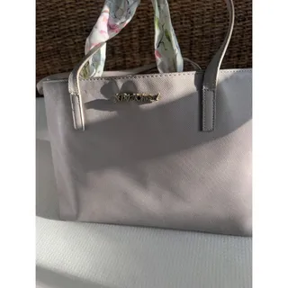 Photo of Betsey Johnson Large Light Gray Tote Bag Purse With Matching Scarf, Luxury