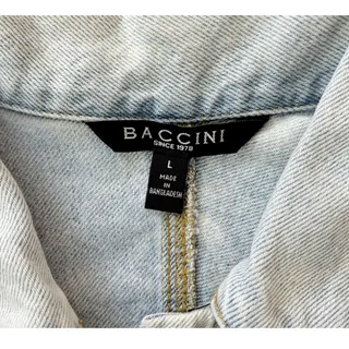 Photo of BACCINI Light Wash Denim Jacket Women's Size L 100% Cotton Jean Trucker Coat