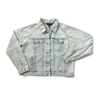 Photo of BACCINI Light Wash Denim Jacket Women's Size L 100% Cotton Jean Trucker Coat