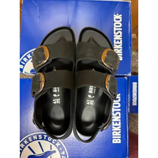 Photo of Birkenstock Milano Big Buckle Black Oiled Leather Sandals US 10