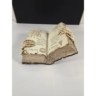 Photo of Halloween Witch Spell Book Skeleton Hands Love Protection Resin Decor 13"