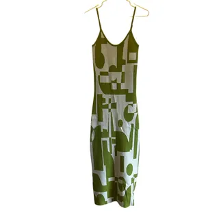 Photo of Peppermayo sweetheart knit maxi dress geometric pattern small/medium stretchy