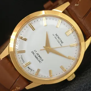 Photo of Vintage 1978 Montine Of Switzerland  Manual Mens Gold Watch W/Brown Strap