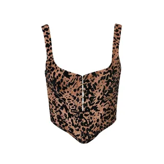 Photo of House of CB Jacqueline Leopard Print Corset Bustier Top Black Size XS 