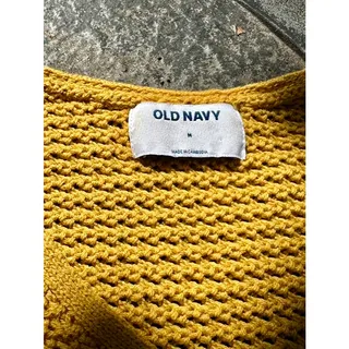 Photo of Old Navy Mustard Gold Open Knit V Neck Sweater Size M