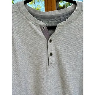 Photo of Eddie Bauer Men’s 2XL Waffle Knit Henley Work Shirt Gray