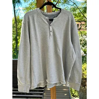 Photo of Eddie Bauer Men’s 2XL Waffle Knit Henley Work Shirt Gray