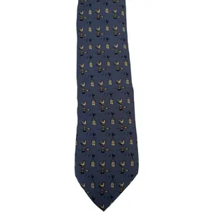 Photo of Vintage Hermès 100% Silk Men's Blue Tie With Roosters & Weathervane