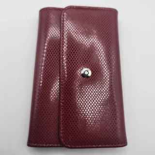 Photo of Montblanc Burgundy Snakeskin Print Leather 6-Ring Key Holder Case Box & Papers