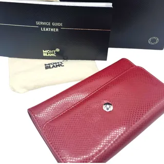 Photo of Montblanc Burgundy Snakeskin Print Leather 6-Ring Key Holder Case Box & Papers