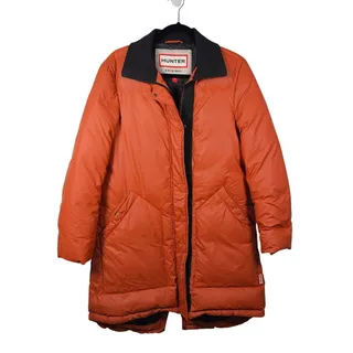 Photo of Hunter Women's Original Rubber Down Puffer Coat Size M Orange Hiking Outdoor Ski