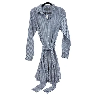 Photo of Anthropologie Sunday In Brooklyn Womens M Blue Gingham Belted Midi Dress NWT