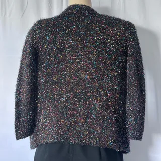 Photo of Xhilaration Girls S 6/6X Black Rainbow Metallic Eyelash Knit Open Front Cardigan