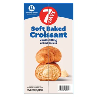 Photo of 7Days Soft Baked Croissant, Vanilla Filling, 2.65 oz, 12-count | New