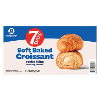 Photo of 7Days Soft Baked Croissant, Vanilla Filling, 2.65 oz, 12-count | New