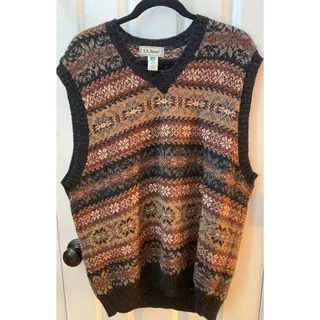 Photo of Vintage L.L. Bean Made in Scotland 100% Wool Fair Isle Sweater Vest Men's Large