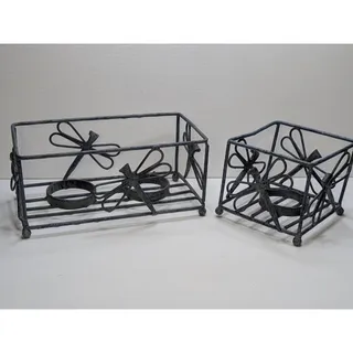 Photo of Dragonfly Metal Votive Candle Holders Set of 2 Distressed Blue Green