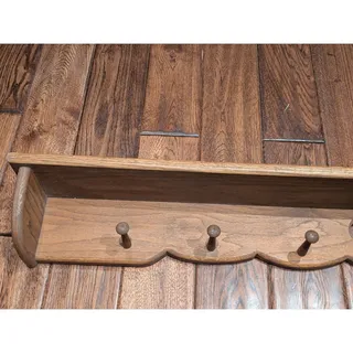 Photo of 48" Wood Wall Shelf Coat Rack 6 Pegs Heart Cutout Country Farmhouse