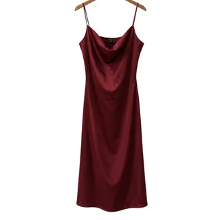 Photo of Banana Republic Burgundy Satin Cowl Neck Midi Slip Dress NWT Size Medium