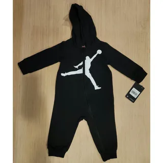 Photo of Jordan Baby 12M Black Full Zip Hoodie Coverall Jumpsuit White Jumpman NWT Nike