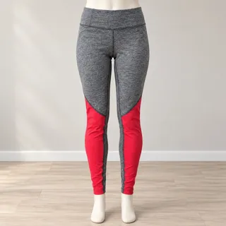 Photo of Lululemon Athletica Gray Red Colorblock High Rise Leggings Size 6 Drawstring