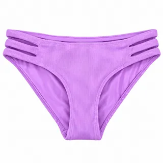 Photo of Becca Womens XS Purple Ribbed Strappy Cutout Hipster Bikini Bottom Swimwear Luxe