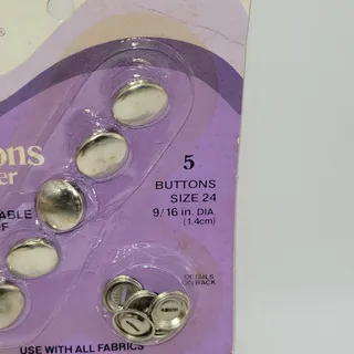 Photo of NOS Talon Buttons to Cover  five brass rustproof size 24 buttons 7731