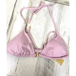Photo of Michael Kors Womens L Soft Lilac Ribbed Triangle Bikini Top Gold Chain Luxe Chic