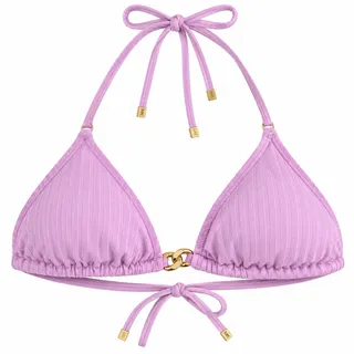 Photo of Michael Kors Womens L Soft Lilac Ribbed Triangle Bikini Top Gold Chain Luxe Chic