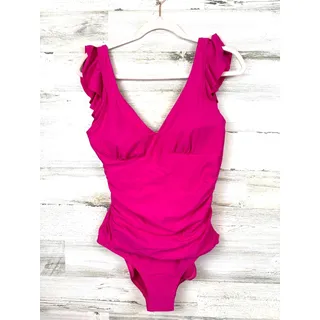 Photo of DKNY Womens M Hot Pink Underwire Ruffle One Piece Swimsuit Ruched Barbiecore