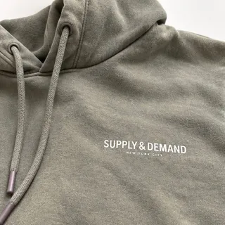 Photo of Supply & Demand NYC Washed Green Fleece Hoodie Mens Large Streetwear Logo Sweat