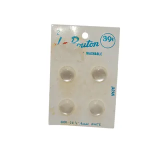 Photo of Le Bouton buttons 4 round white #6000 24 shank Vintage Costume Crafting Japan