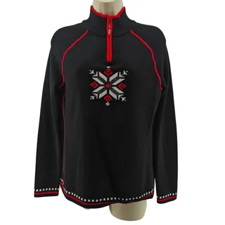 Photo of Krimson Klover Blazing Star Pullover 1/4 Zip Sweater Black Red White Womens Medium