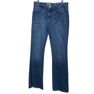 Photo of Pilcro and the Letterpress Flare Jeans Medium Wash Patch Pocket Raw Hem 29