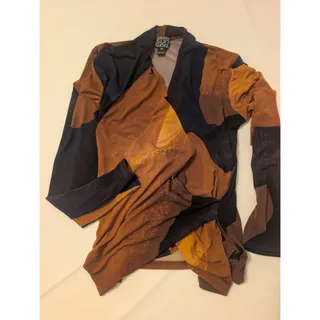 Photo of Clara Sun Woo Abstract Crossover Faux Wrap Blouse, XS, Color block, Modern