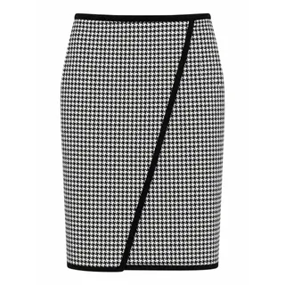 Photo of Calvin Klein Size 4 Houndstooth Pencil Skirt Black White Preppy Academia Mod