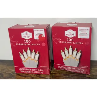 Photo of Holiday Time 100 Clear Mini Lights Lot of 2 Boxes Indoor Outdoor TESTED