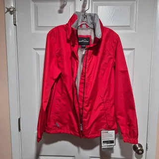 Photo of Eddie Bauer Women’s Rainfoil WeatherEdge Hooded Jacket Red – Large