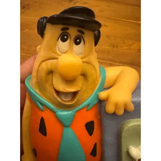 Photo of Vintage Fred Flintstone Coin Bank Safe Plastic 1992 Happiness Express Piggy Bank