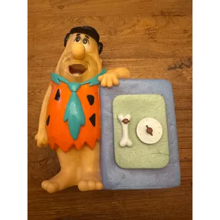 Photo of Vintage Fred Flintstone Coin Bank Safe Plastic 1992 Happiness Express Piggy Bank